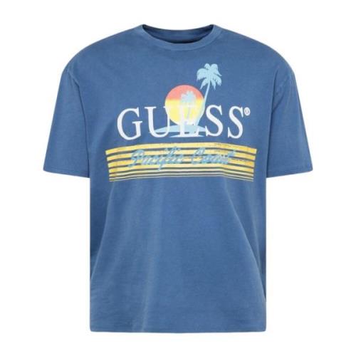 Korte Mouw T-shirt Guess , Blue , Heren