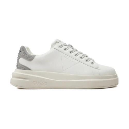 Leren sneakers met strass - Elbina Guess , White , Heren