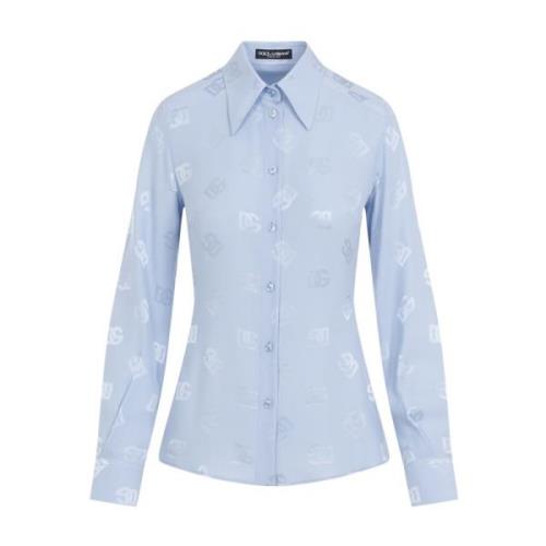 Blauwe Zijden Shirt Verhoog Stijl Dolce & Gabbana , Blue , Dames