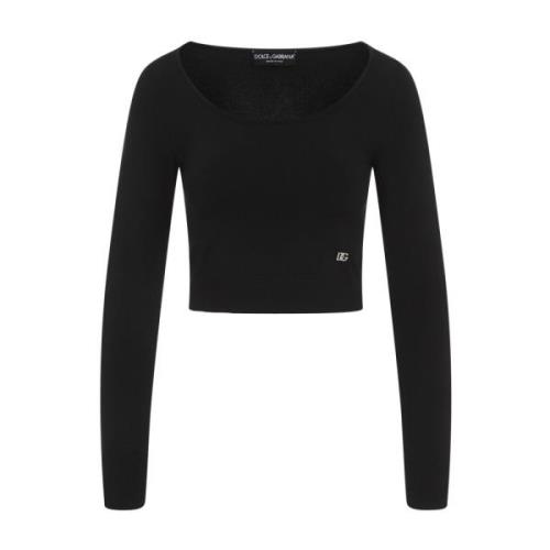 Zwarte Sweater Damesmode Aw24 Dolce & Gabbana , Black , Dames