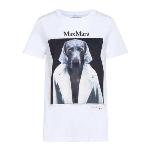 Iconische Print Crew Neck T-shirt Max Mara , White , Dames