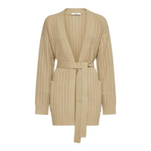 Ecru Gehaakte Vest met Zelfbindend Riem Max Mara , Beige , Dames