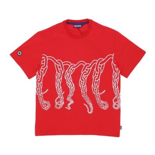 Rode Chain Tee Korte Mouw T-shirt Octopus , Red , Heren