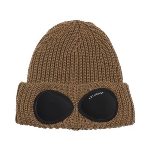 Bruine Wol Goggle Beanie Hoed C.p. Company , Brown , Heren