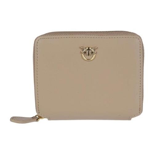 Stijlvolle rits rondom leren portemonnee Pinko , Beige , Dames