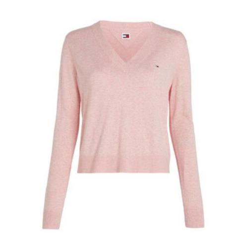 Lichte V-hals trui - Roses Tommy Jeans , Pink , Dames