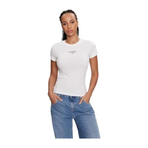 Print Logo Slim Fit T-Shirt Tommy Jeans , White , Dames