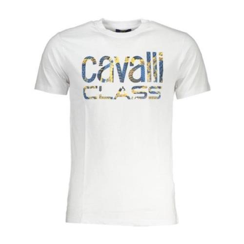 Wit Bedrukt Katoenen Crew Neck T-Shirt Cavalli Class , White , Heren