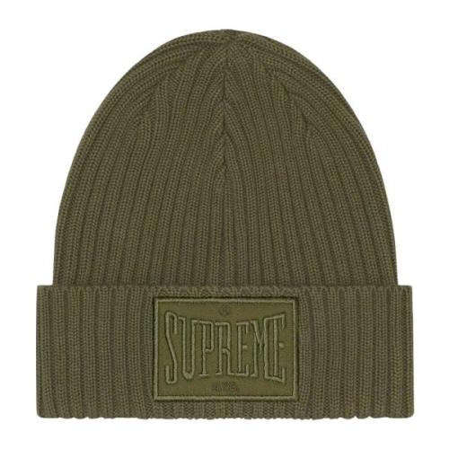 Limited Edition Olijf Beanie met Patch Supreme , Green , Unisex