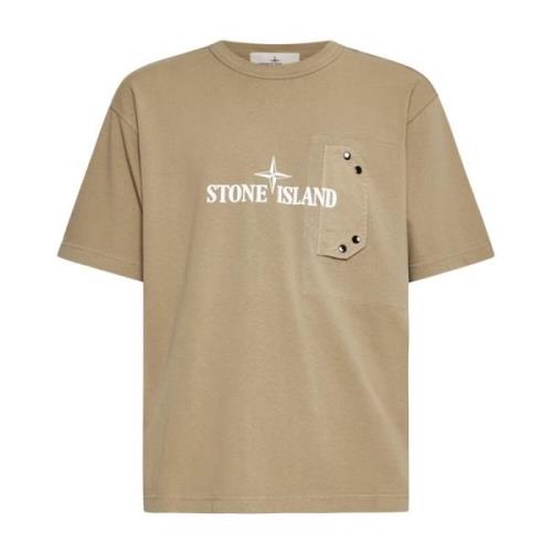 Witte T-shirts en Polos Stone Island , Beige , Heren