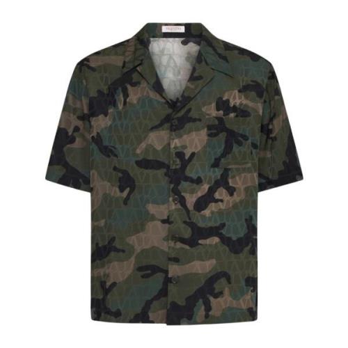 Iconographe Camouflage Zijden Shirt Valentino , Green , Heren