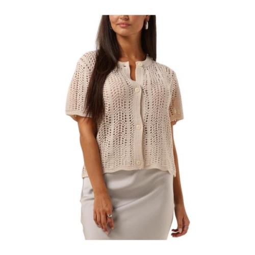 Boho Crochet Gebreide Vest Neo Noir , Beige , Dames