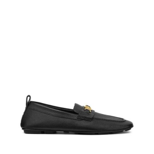 Zwarte Leren Slip-On Sneakers Versace , Black , Heren