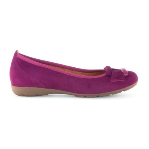 Fuchsia Leren Ballerina Schoenen Gabor , Purple , Dames