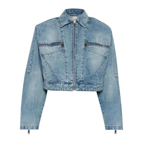 Denim Cropped Jack met Ritsdetails Gestuz , Blue , Dames