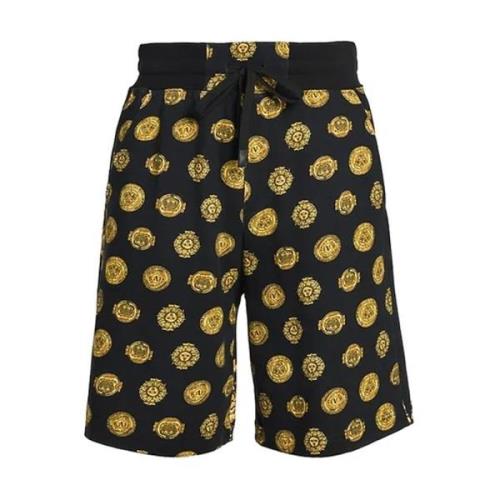 Barok Print Shorts voor Mannen Versace Jeans Couture , Black , Heren