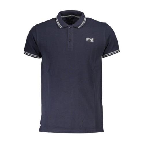 Blauw Katoenen Poloshirt met Contrasterende Details Cavalli Class , Bl...