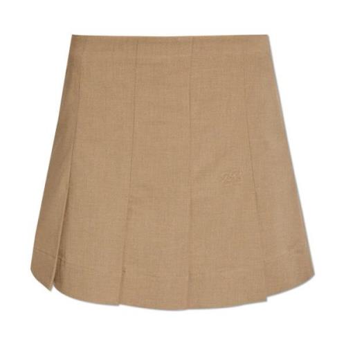 Korte geplooide rok Ganni , Beige , Dames