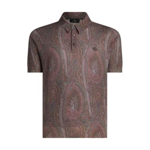 Burgundy Paisley Polo Shirt Etro , Red , Heren