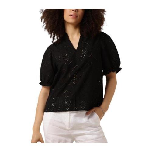 Zwarte Odesa Borduurblouse Neo Noir , Black , Dames