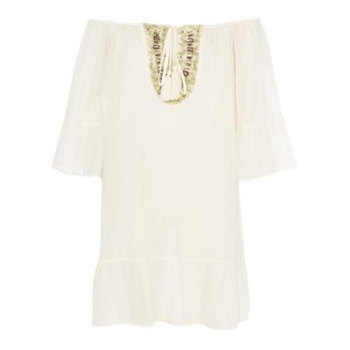 Zomer witte jurk met kralen Patrizia Pepe , White , Dames