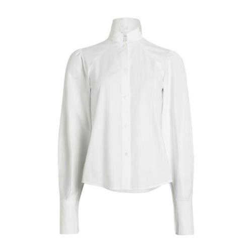 Witte Katoenen Opstaande Kraag Shirt Patou , White , Dames