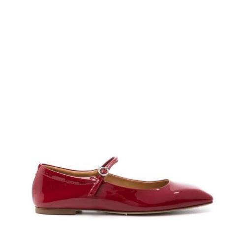 Cranberry Patent Square Toe Ballet Flats aeyde , Red , Dames