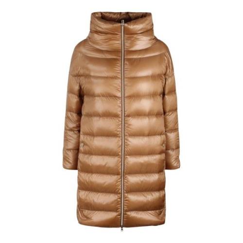 Ultralight Quilted Nylon Down Jacket Herno , Brown , Dames