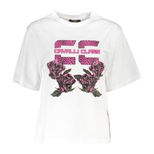 Wit Bedrukt Katoenen T-shirt Cavalli Class , White , Dames