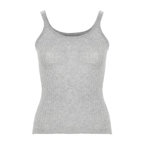 Kasjmier Ribgebreide U-Hals Top Ermanno Scervino , Gray , Dames