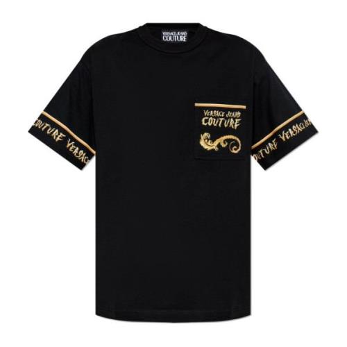 T-shirt met logo Versace Jeans Couture , Black , Heren