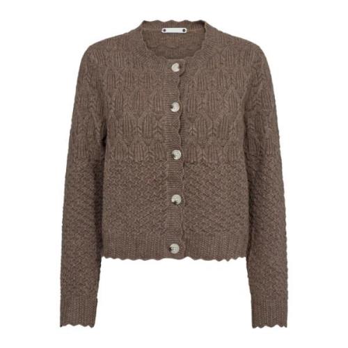 Pointellecc Cardigan Gebreid Walnoot Co'Couture , Brown , Dames