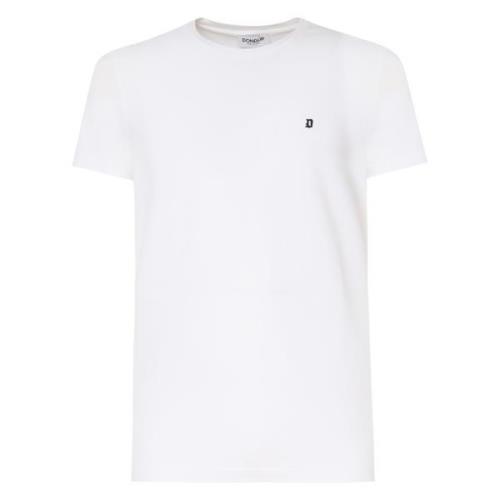 Witte Katoenen T-shirt met Logo Dondup , White , Heren