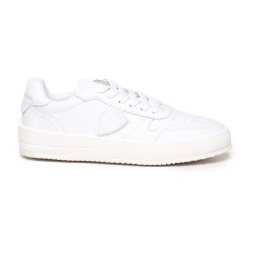 Witte Leren Sneakers met Perforaties Philippe Model , White , Dames