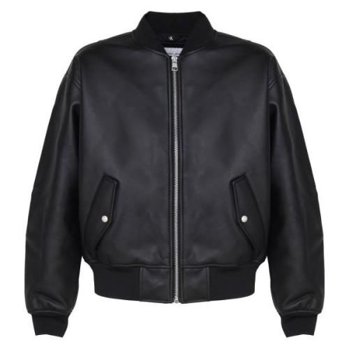 Zwarte Ecoleather Bomberjack Rits Sluiting Calvin Klein , Black , Here...