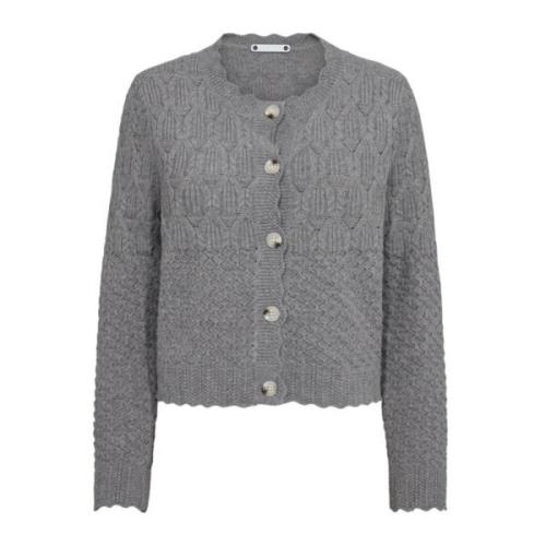 Pointellecc Cardigan Gebreid Patroon Grijs Co'Couture , Gray , Dames