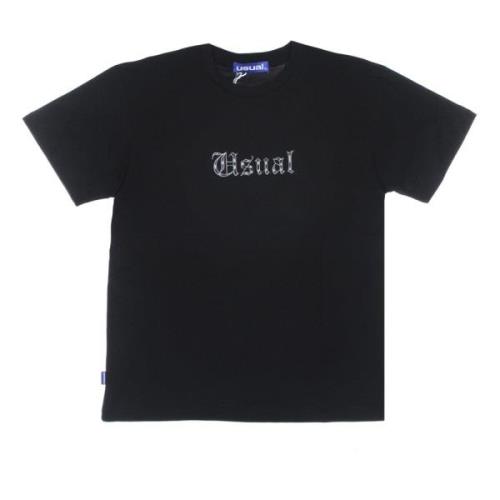 Zwarte Heren Tee met Logo Print Usual , Black , Heren