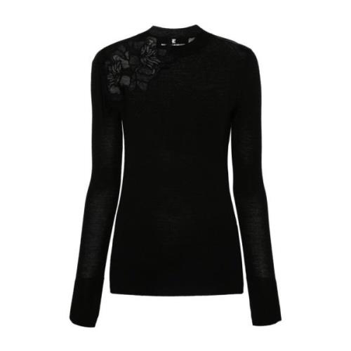 Zwarte Bloemenkant Trui Ermanno Scervino , Black , Dames