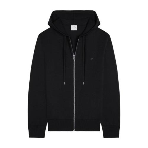 Zwarte Merinowol Zip-Up Hoodie Courrèges , Black , Heren