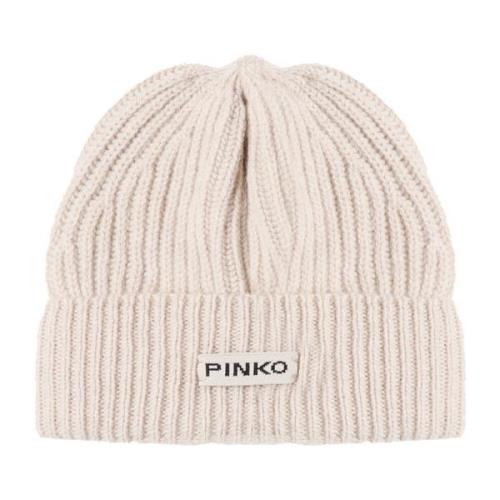 Beige Wol Beanie Hoed Pinko , Beige , Dames