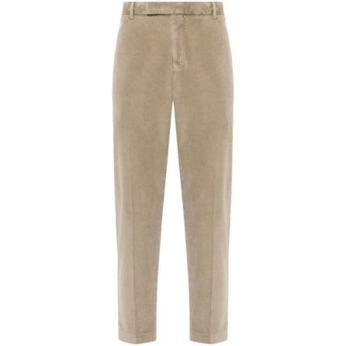 Bruine Corduroy Broek Rechte Pijp PT Torino , Brown , Heren