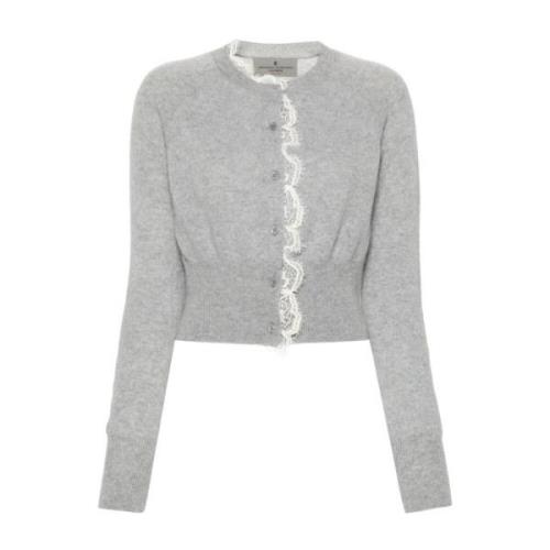 Grijze Cashmere Gebreide Trui Kantafwerking Ermanno Scervino , Gray , ...