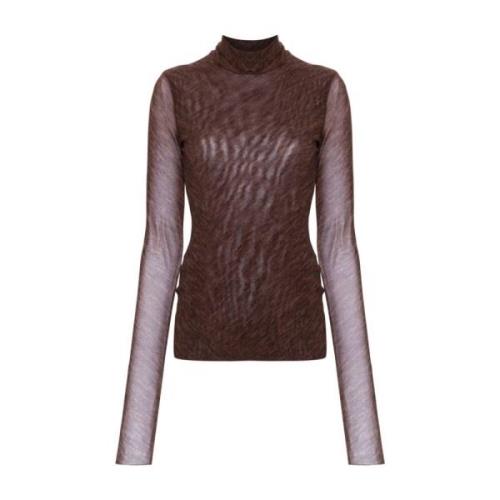 Bruin Mélange Mock Neck T-shirt Philosophy di Lorenzo Serafini , Brown...