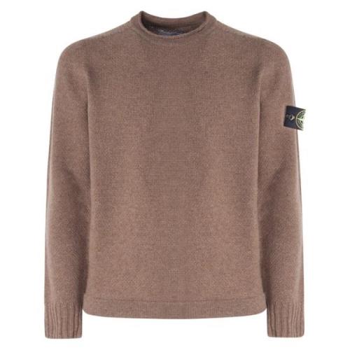 Noten Trui met Ronde Kraag Stone Island , Brown , Heren