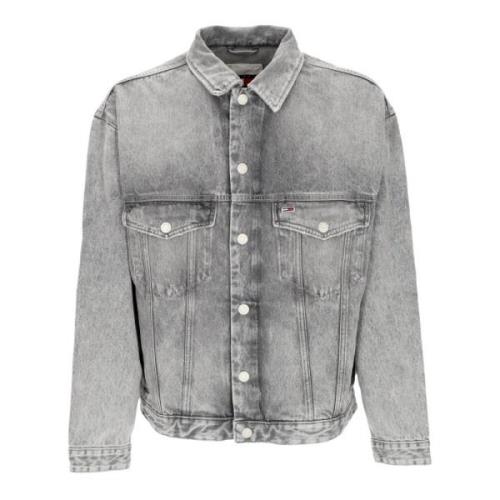 Zwarte Oversized Trucker Denim Jack Tommy Hilfiger , Gray , Heren