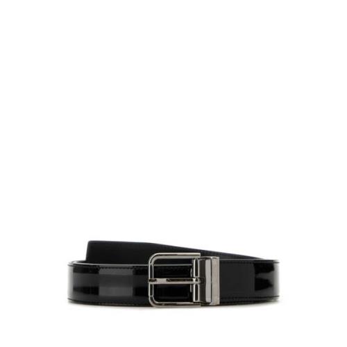 Zwarte leren riem Dolce & Gabbana , Black , Heren