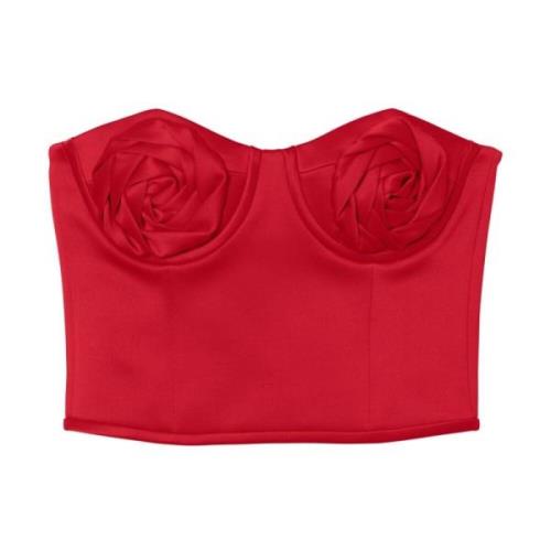 Rode Satijnen Balconette Top met Faux-Rose Details Marc Jacobs , Red ,...