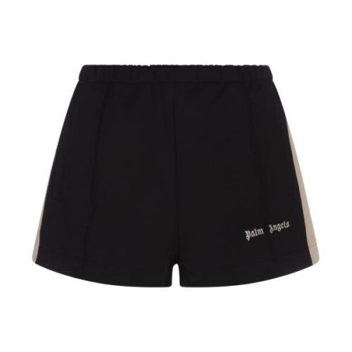 Zwarte sportshorts met logobanden Palm Angels , Black , Dames