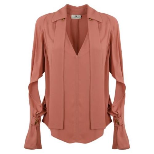 Roze Georgette Blouse met Cut-Out Mouwen Elisabetta Franchi , Pink , D...