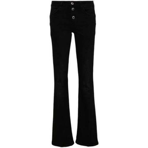 Zwarte Kristal-Verfraaide Bootcut Jeans Liu Jo , Black , Dames